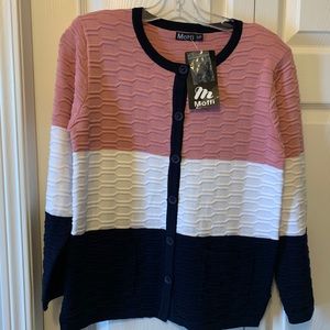 Pink navy and white Moffi Sweater